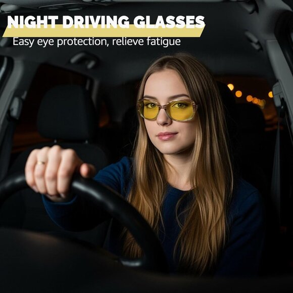 Night Driving Glasses Women Polarized Anti-Glare Yellow Lenses UV400 - Picture 2 of 7